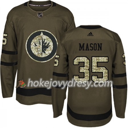 Pánské Hokejový Dres Winnipeg Jets Steve Mason 35 Adidas 2017-2018 Camo Zelená Authentic